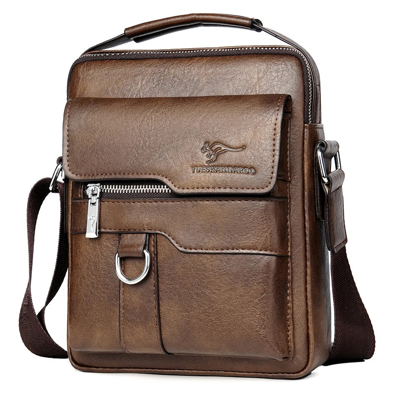 Canguru-Bolsa de ombro lateral de couro para homens, bolsa crossbody, mensageiro de negócios, bolsa masculina, presente do marido, marca de luxo