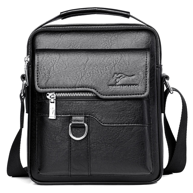 Canguru-Bolsa de ombro lateral de couro para homens, bolsa crossbody, mensageiro de negócios, bolsa masculina, presente do marido, marca de luxo