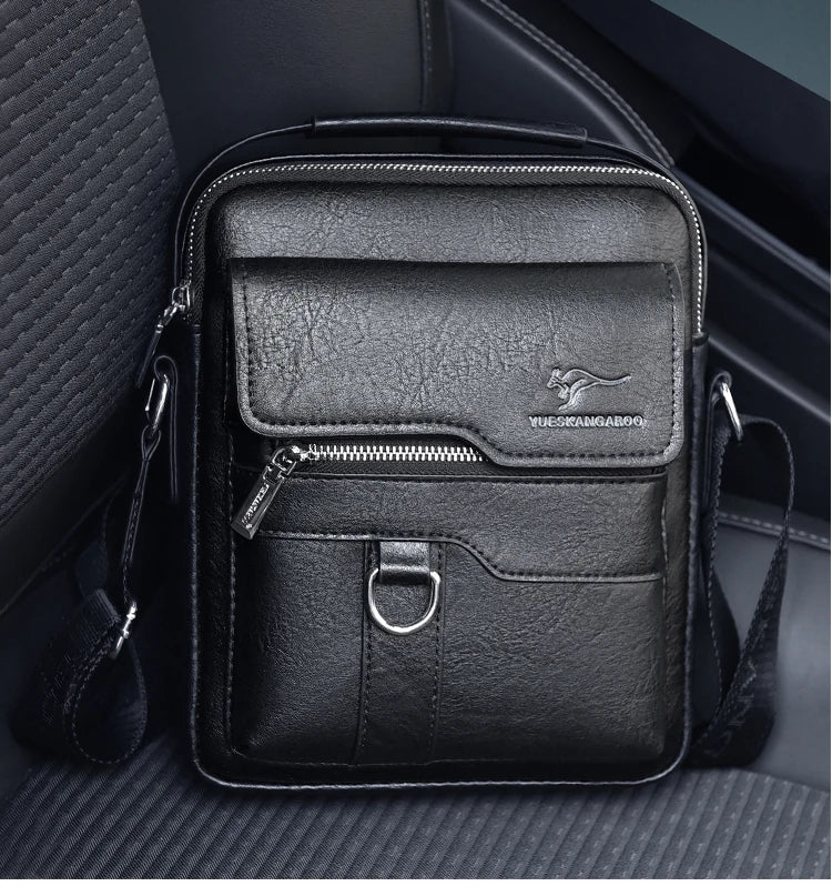 Canguru-Bolsa de ombro lateral de couro para homens, bolsa crossbody, mensageiro de negócios, bolsa masculina, presente do marido, marca de luxo