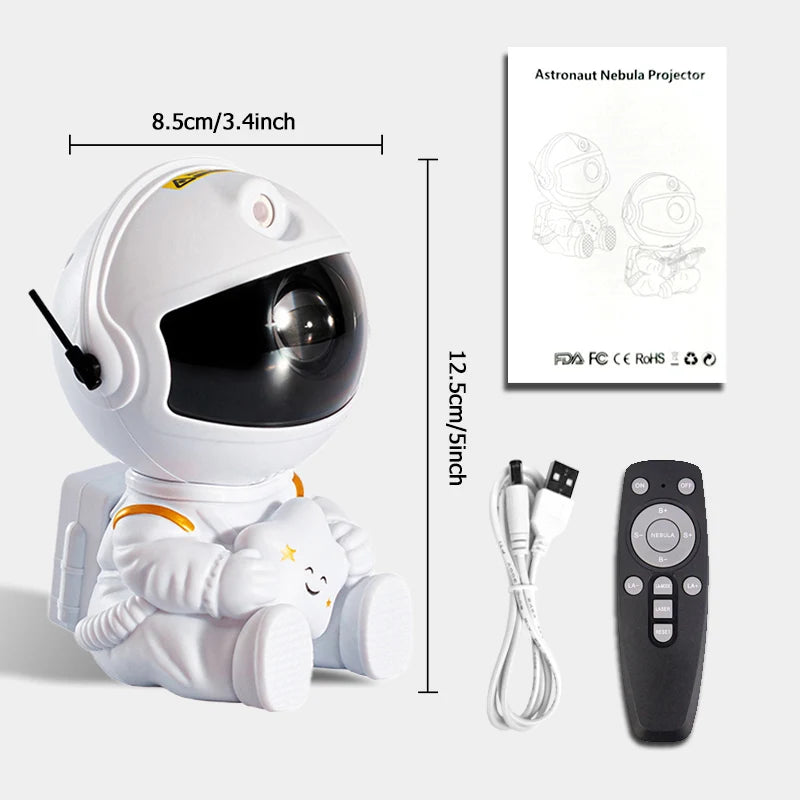 Projetor de luz da galáxia do astronauta Luz Noturna LED com Céu Estrelado, Aurora, Controle Remoto.