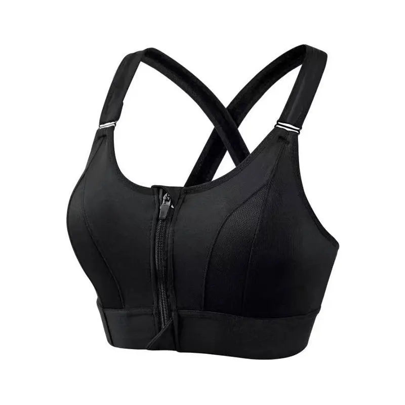 Sutiã esportivo com zíper frontal, roupa íntima feminina para corrida, fitness, sem costura, à prova de choque, respirável, sem armação